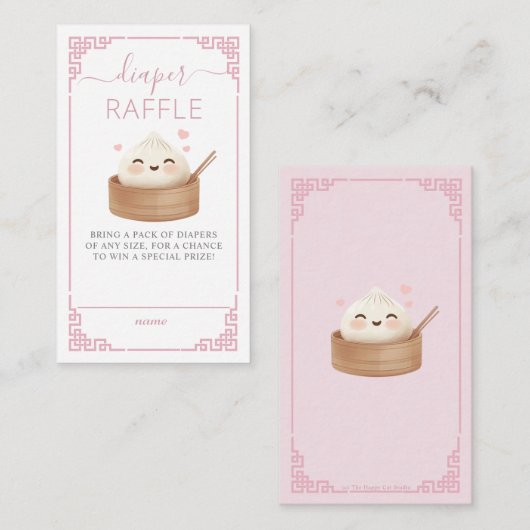 Schattigee Kawaii Little Dumpling Bao Roze Luier R Informatiekaartje (Voorkant / Achterkant)
