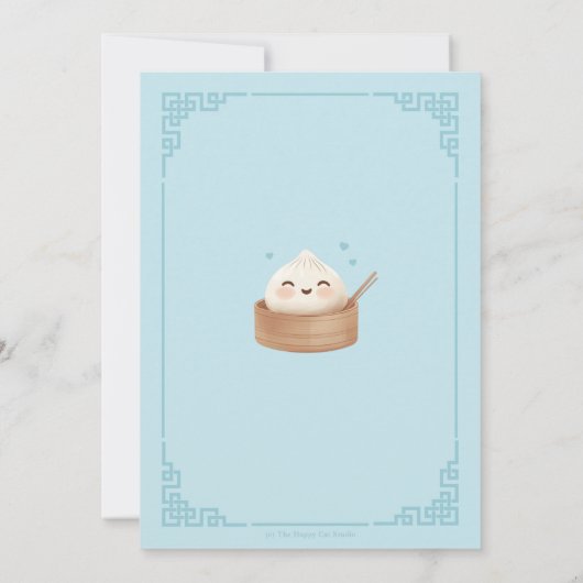 Schattigee Kawaii Little Dumpling Bun Blue Baby sh Kaart (Achterkant)