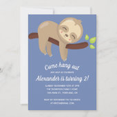 Schattigee Kawaii Luiaard op Tree Illustration Blu Kaart (Voorkant)