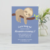 Schattigee Kawaii Luiaard op Tree Illustration Blu Kaart (Staand voorkant)