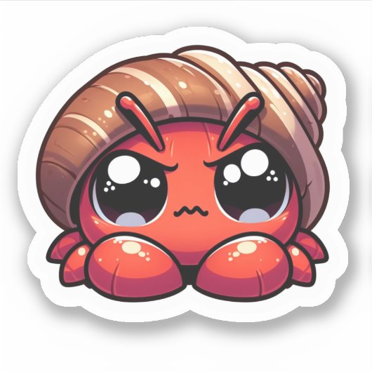 Schattigee Kawaii Mad Hermit Krab Sticker (Voorkant)