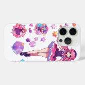 Schattigee Kawaii Magical Girl iPhone 15 Hoesje (Achterkant (horizontaal))