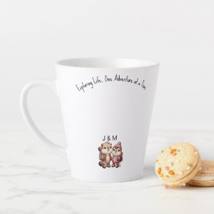 Schattigee Kawaii Marmot Paar Avontuur Wandelen Latte Mok
