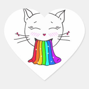 Schattigee kawaii met regenboog. Heerlijk emotione Hart Sticker