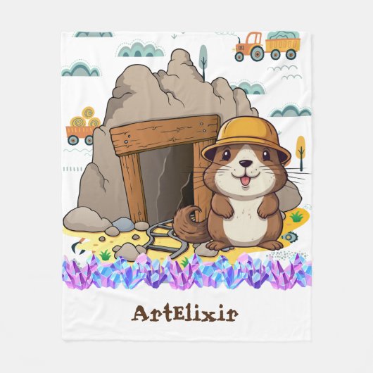 Schattigee Kawaii Miner Dier Gopher Modern Print Fleece Deken (Voorkant)