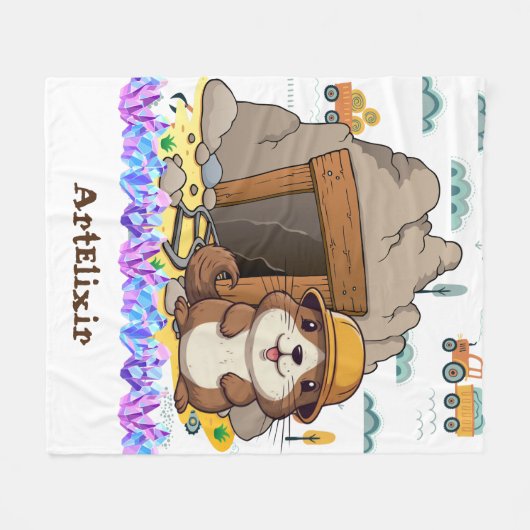 Schattigee Kawaii Miner Dier Gopher Modern Print Fleece Deken (Voorkant (Horizontaal))