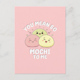 Schattigee Kawaii Mochi Food Pun Pastel Roze Liefd Briefkaart