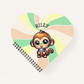 Schattigee Kawaii Monkey met Bubble Tea Gepersonal Notitieboek (Voorkant)