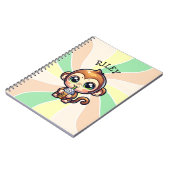 Schattigee Kawaii Monkey met Bubble Tea Gepersonal Notitieboek (Linkerzijde)