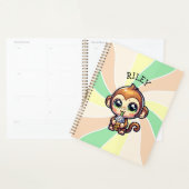 Schattigee Kawaii Monkey met Bubble Tea Gepersonal Planner (Display)
