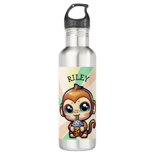 Schattigee Kawaii Monkey met Bubble Tea Gepersonal Waterfles