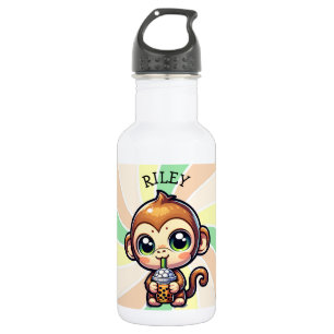 Schattigee Kawaii Monkey met Bubble Tea Gepersonal Waterfles