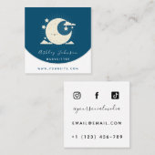 Schattigee Kawaii Moon Babysitter Daycare Social M Vierkante Visitekaartje (Voorkant / Achterkant)