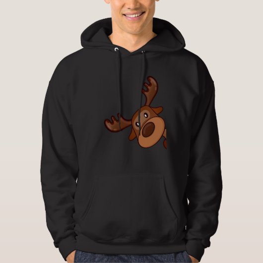 Schattigee Kawaii Moose Elk Herten Grappig Alaska Hoodie (Voorkant)
