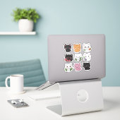 Schattigee Kawaii Multicolor Bloemen Kat Sticker S (Laptop op bureau)