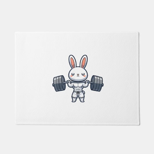 Schattigee Kawaii Muscular Rabbit Gewichtheffen Gr Deurmat (Voorkant)
