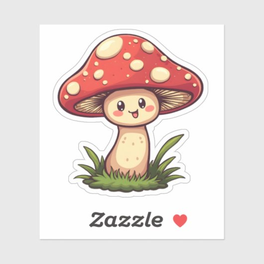 Schattigee Kawaii Mushroom Fun Whimsical Natuur De Sticker (Vel)