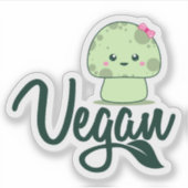 Schattigee Kawaii Mushroom Vegan Sticker (Voorkant)