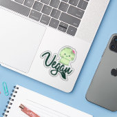 Schattigee Kawaii Mushroom Vegan Sticker (Laptop met iPhone)