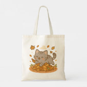 Schattigee Kawaii Naughty Kitty Cat Herfst Herfst Tote Bag (Achterkant)