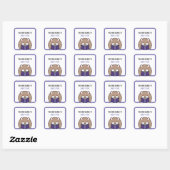 Schattigee Kawaii Nerdy Hamster Jongen Boekhoudste Vierkante Sticker (Vel)