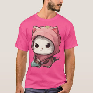 Schattigee Kawaii Ninja Cat met Japanse stijl T-shirt