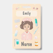 Schattigee Kawaii Nurse Name Badge gepersonaliseer (Voorzijde)
