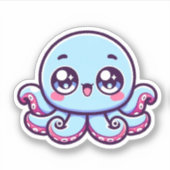 Schattigee Kawaii Octopus Custom-Cut Vinyl Sticker (Voorkant)