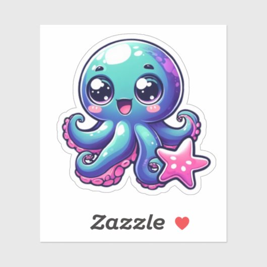 Schattigee Kawaii Octopus Custom-Cut Vinyl Sticker (Vel)