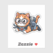 Schattigee Kawaii Oranje Tabby Cat Scuba Duiken On Sticker (Vel)