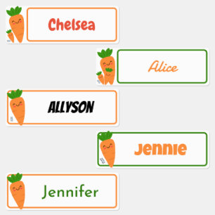 Schattigee Kawaii Oranje Wortelen Rechthoek Kinder Labels
