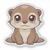 Schattigee Kawaii Otter Schattige Animal Fun Art Sticker (Voorkant)