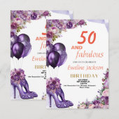 Schattigee Kawaii Paarse Verjaardag Kaart (Voorkant / Achterkant)