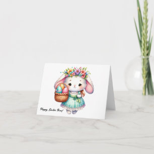 Schattigee Kawaii paashaas met bloemen Kaart