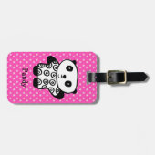 Schattigee Kawaii Panda Beer Monogram Roze Polka D Bagagelabel (Voorkant horizontaal)