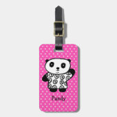 Schattigee Kawaii Panda Beer Monogram Roze Polka D Bagagelabel (Voorkant verticaal)