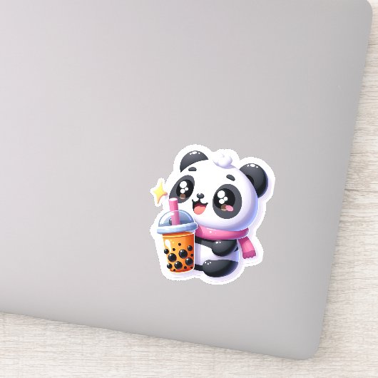 Schattigee Kawaii Panda Drink Boba Bubble Tea Kawa Sticker (Detail)