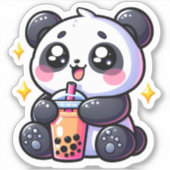 Schattigee Kawaii Panda Drink Boba Bubble Tea Kawa Sticker (Voorkant)