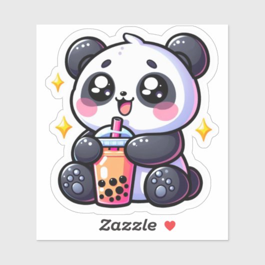 Schattigee Kawaii Panda Drink Boba Bubble Tea Kawa Sticker (Vel)