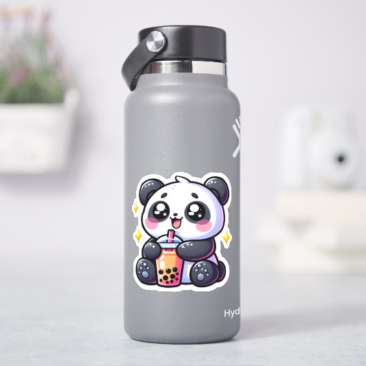 Schattigee Kawaii Panda Drink Boba Bubble Tea Kawa Sticker (HydroFlask)