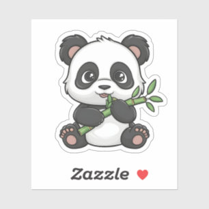 Schattigee Kawaii Panda Eten Bamboe Dierenvriend Sticker