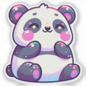 Schattigee Kawaii Panda met Pastel Hoogtepunten Sticker (Voorkant)