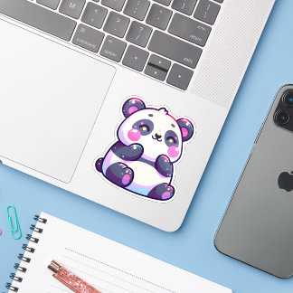 Schattigee Kawaii Panda met Pastel Hoogtepunten Sticker