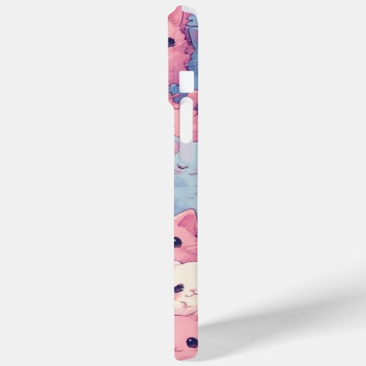 Schattigee Kawaii Pastel Cats Patroon iPhone Case (Achterkant / Links)