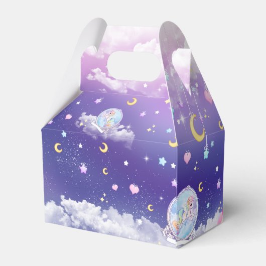 Schattigee Kawaii pastel eenhoorn met regenboog st Bedankdoosjes (Achterkant)