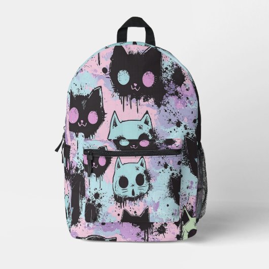 Schattigee Kawaii Pastel Gothic Patchwork Creepy C Bedrukte Rugzak (Voorkant)