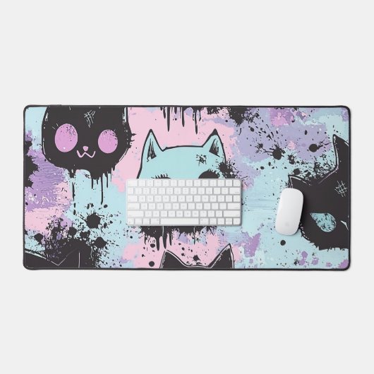 Schattigee Kawaii Pastel Gothic Patchwork Creepy C Bureaumat (Keyboard & Muis)