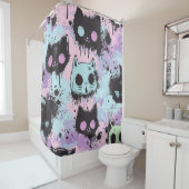 Schattigee Kawaii Pastel Gothic Patchwork Creepy C Douchegordijn (In situ)