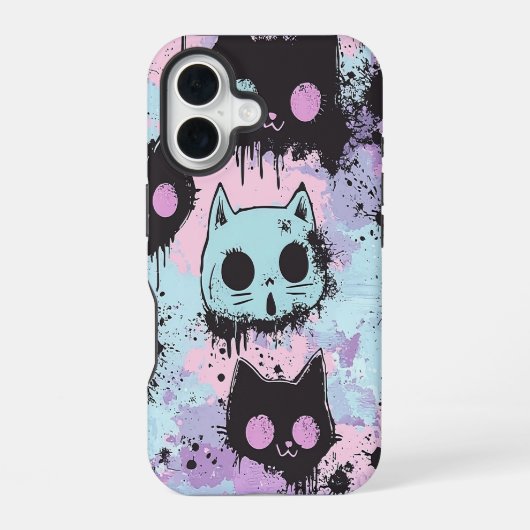 Schattigee Kawaii Pastel Gothic Patchwork Creepy C iPhone 16 Hoesje (Achterkant)