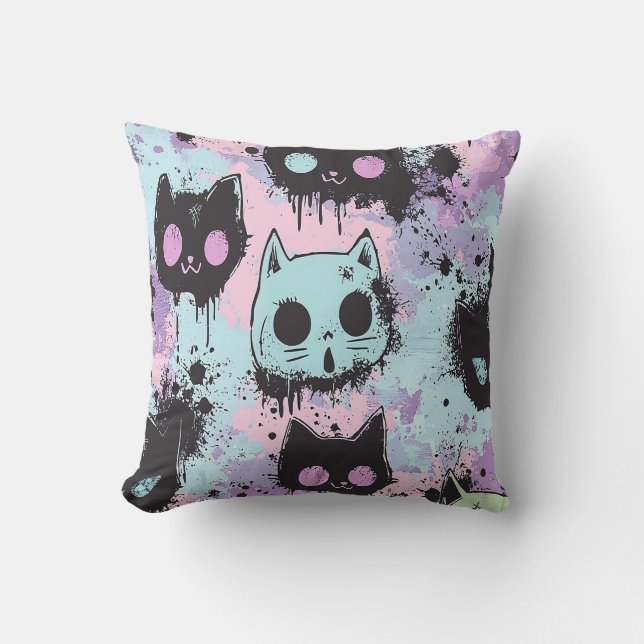 Schattigee Kawaii Pastel Gothic Patchwork Creepy C Kussen (Voorkant)